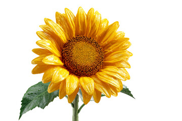 Fototapeta premium Vibrant yellow sunflower PNG with transparent background, fresh bloom cutout for nature, garden, and summer designs, floral element for graphic projects.