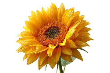 Obraz premium Bright yellow sunflower PNG on transparent background, detailed floral cutout for summer designs, nature projects, graphic resources, and decoration.