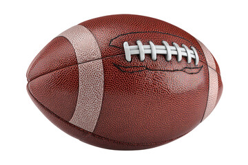 Realistic American football PNG on transparent background, detailed brown leather texture for sports design, game graphics, and team event promotions.