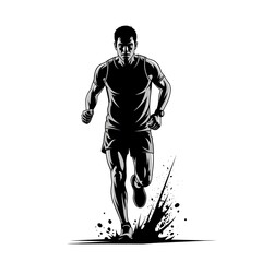Runner athlete sprinting forward with dynamic speed