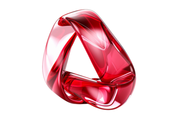 Red glossy 3D abstract shape PNG with transparent background, modern fluid design element for technology, graphic resources, and creative projects.