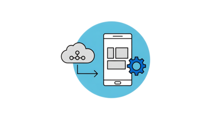 Vector art of mobile app development and cloud computing concept