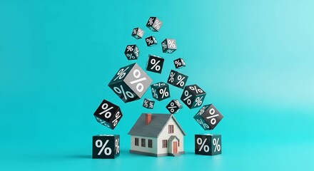 house percentage Interest rate reduction impacting the real estate market and housing affordability concept