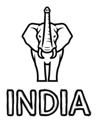 Elephant Head with India Typography Illustration
