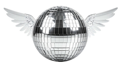 Silver disco ball with wings