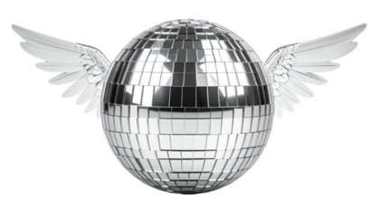 Silver disco ball with wings