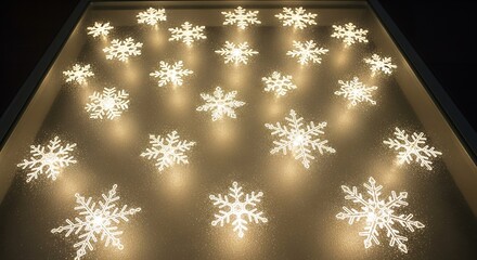 Illuminated snowflake lights create a festive atmosphere for the winter holidays season