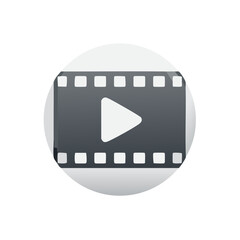 Digital Video Player Icon with Film Strip and Play Button Symbol