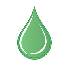 Vibrant glossy green liquid drop icon symbol representing nature ecology and freshness
