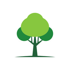 Vibrant green stylized tree graphic element for nature ecology and sustainability concepts