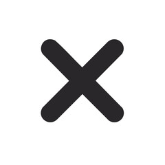 Obraz premium Black Rounded X Mark for Incorrect Answer or Closure on White Background