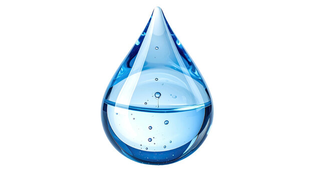 A single, vibrant, blue water droplet