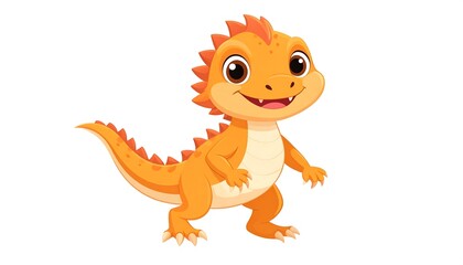 Naklejka premium Cute Cartoon Orange Dinosaur Illustration Isolated on a White Background