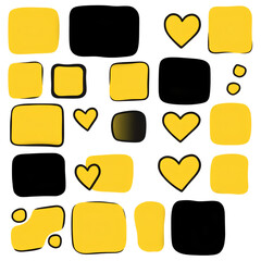 Photo of yellow different irregular shapes and size isolated on transparent background 