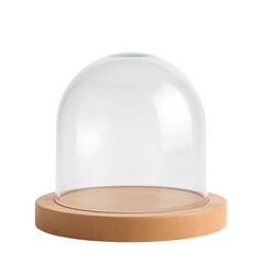 Photo of glass dome with a wooden base isolated on transparent background