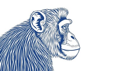 Obraz premium Elegant line art drawing of a monkey, intricate details, minimalist style, sketch, design