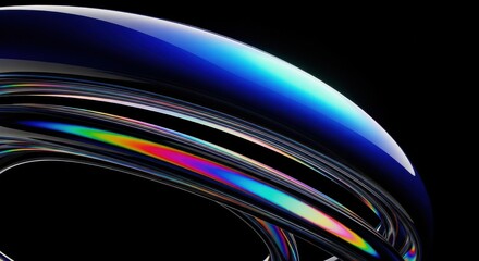 Abstract rainbow swirls of light on a dark background