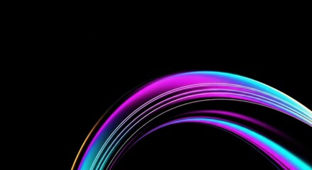 Vibrant neon light trails swirling across a dark background abstract art