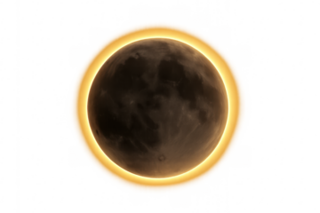 Dark celestial body obscuring sun and creating ring of light