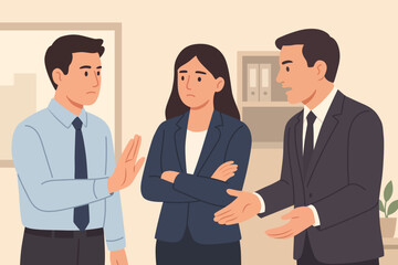 Businessman Refusing Unethical Request in Office