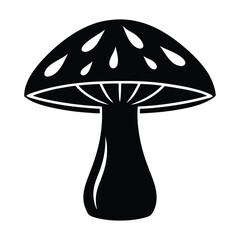 Vector icon of mushroom black silhouette isolated on white background.