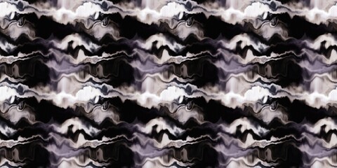 Moody ombre blur tie dye effect seamless border pattern. Wavy liquid paint flow banner edging background in bold hippy style. Striped wash tape textur for continuous design.