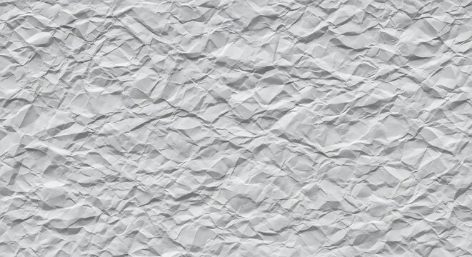White crumpled paper texture background with detailed wrinkles and creases.