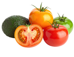 Fresh tomatoes and avocado, vibrant colors, healthy