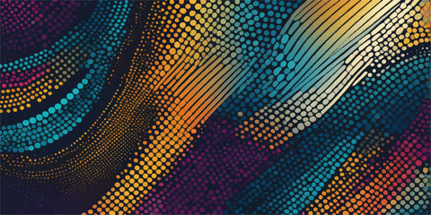 Abstract colorful halftone pattern vector illustration with blue, yellow, and green dots for a vivid textured background design