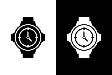Black and White Watch Clock Icon Vector Design.