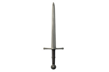 Medieval broadsword with grip on transparent background