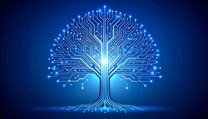 Digital Tree Depicting Technology, Innovation, and Data Connectivity Abstract