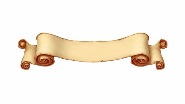 Old parchment scroll with curled ends in cartoon style, isolated on white background. Concept of antique banner or vintage document - Powered by Adobe