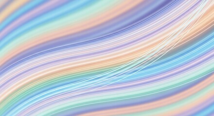 Fototapeta premium Pastel colored wavy lines background with shades of blue purple green and peach creating a soft effect