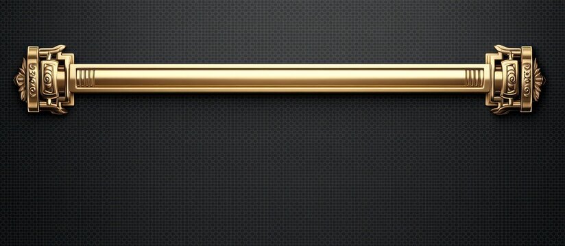 A golden double line rectangle frame with isolated ornate details on a dark background