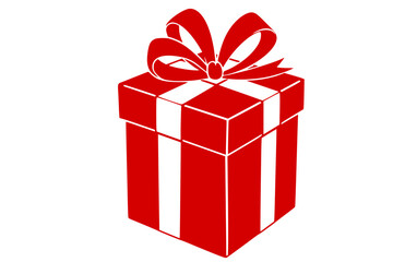 Obraz premium Black Vector Silhouette: Gift Box with Ribbon and Bow 