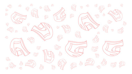 Seamless Pattern of Hand Drawn Motorbike Helmets Vector Line Art