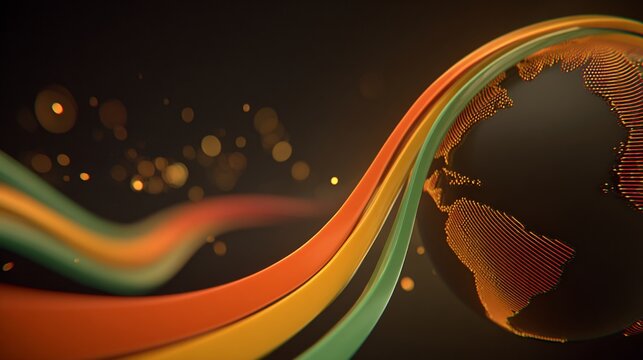 Abstract world globe with flowing colors conveys global connection and innovation - Powered by Adobe