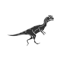 Dilophosaurus Icon Silhouette Illustration Dinosaur Sketch Black Sign. Vector Graphic Clip Art. Doodle Pictogram Symbol. 