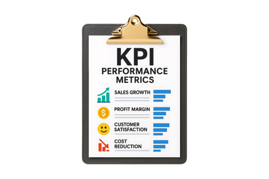 Business KPI Report Isolated on a Transparent Background