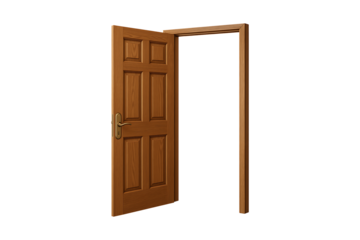 Classic Wooden Open Doorway Isolated on a Transparent Background