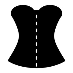 Black corset vector graphic with a series of buttons down the middle