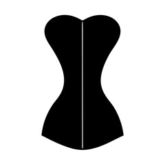 Elegant black corset silhouette with symmetrical design and central division line