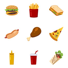 Vector Set of Fast Food Color Icons