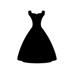 Elegant Vintage Style Black Dress Silhouette with Flared Skirt Illustration