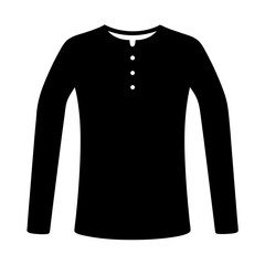 Naklejka premium Black long sleeved Henley shirt with buttons on a white background