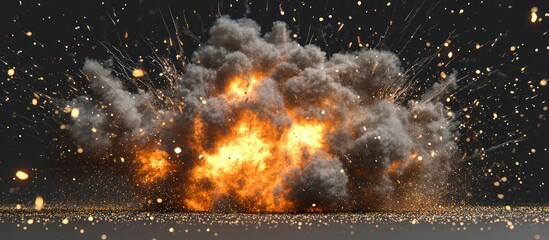 Fire explosion with flames and smoke background