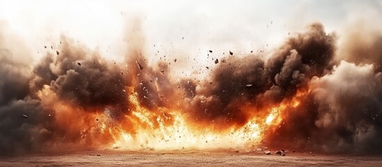 Fire explosion with flames and smoke background