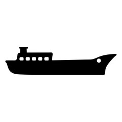 Monochrome vector image showcasing a silhouette of a maritime vessel afloat