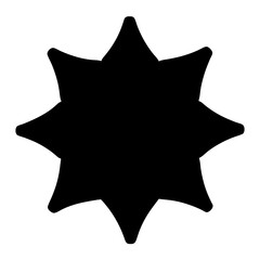Black star with eight points in a simple, stark graphic shape
